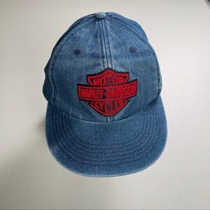 Harley Davidson Adjustable Snapback Blue Denim Embroidered Logo Cap NWT